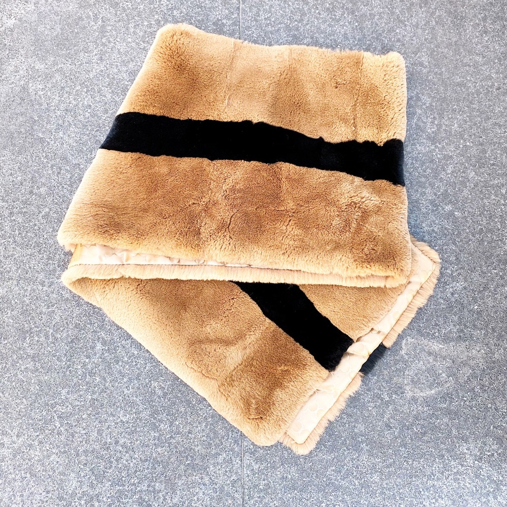 Pink Tartan Brown Fur Scarf